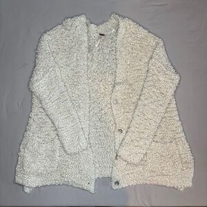 Free People White Fuzzy Cardigan Size Small